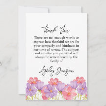 Sympathy Cosmos Photo Funeral Thank You Card