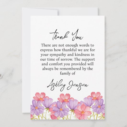 Sympathy Cosmos Photo Funeral Thank You Card Bedankkaart (Achterkant)