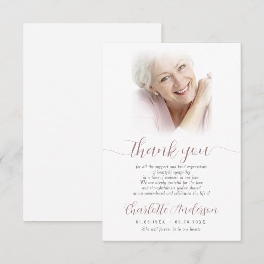 Sympathy Custom Fotobegrafenis Bedankkaart (Voorkant / Achterkant)