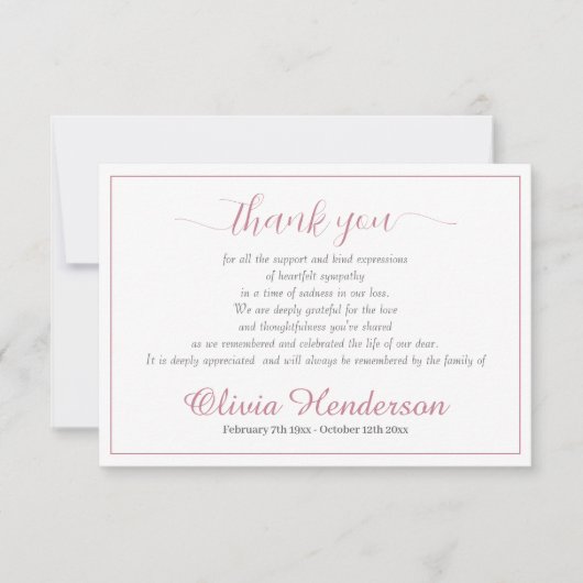 Sympathy Custom Photo Funeral Thank You Card Bedankkaart (Voorkant)