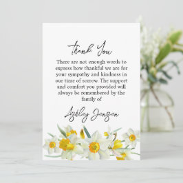 Sympathy Daffodil Funeral Thank You Card Bedankkaart