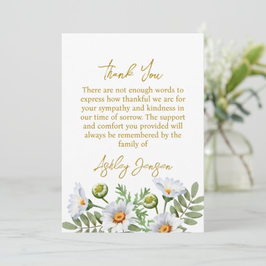 Sympathy Daisy Thank You Card Bedankkaart (Staand voorkant)