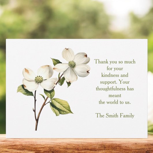 Sympathy Dogwood Bedankt Notecard Notitiekaartje