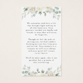 Sympathy Elegant Floral Photo Prayer Card Visitekaartje (Achterkant)