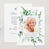 Sympathy Eucalyptus Greenery Zilveren Fotomonument Bedankkaart (Voorkant / Achterkant)