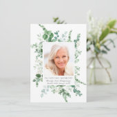 Sympathy Eucalyptus Greenery Zilveren Fotomonument Bedankkaart (Staand voorkant)