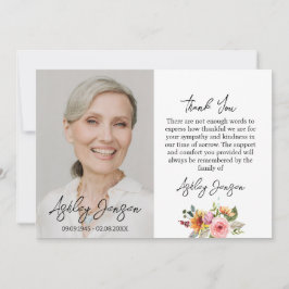 Sympathy Floral Photo Funeral Thank You Card Bedankkaart