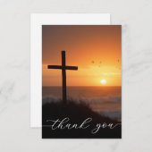 Sympathy Funeral Memorial Cross at Ocean Bedankkaart (Voorkant / Achterkant)