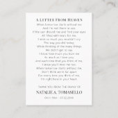 Sympathy Funeral Memorial Fotogebed Kaart Visitekaartje (Achterkant)