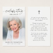 Sympathy Funeral Photo Cross Prayer Card Visitekaartje (Voorkant /achterkant)
