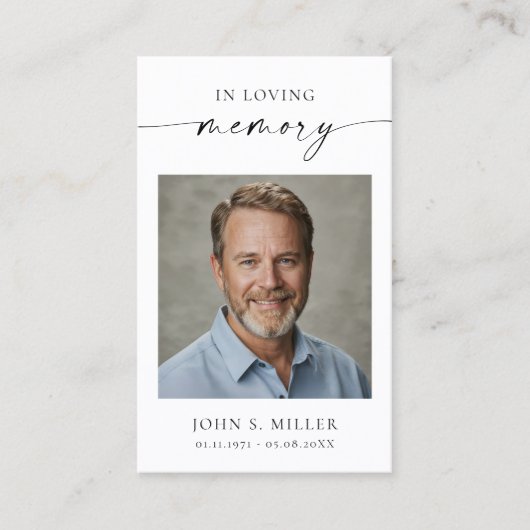 Sympathy Funeral Photo Memorial Prayer Card Visitekaartje (Voorkant)