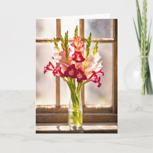Sympathy Gladiolus Bouquet In a Sunny Window Kaart (Voorkant)