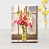 Sympathy Gladiolus Bouquet In a Sunny Window Kaart (Gele Bloem)