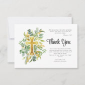 Sympathy Greenery Cross Begrafenis Bedankkaart (Voorkant)