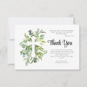 Sympathy Greenery Cross Begrafenis Bedankkaart (Voorkant)