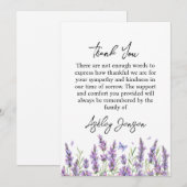 Sympathy Lavender Funeral Thank You Card Bedankkaart (Voorkant / Achterkant)