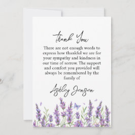 Sympathy Lavender Photo Funeral Thank You Card Bedankkaart