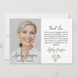 Sympathy Lily Photo Funeral Thank You Card Bedankkaart