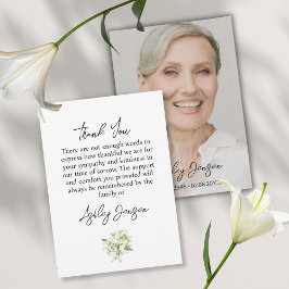 Sympathy Lily Photo Funeral Thank You Card Bedankkaart