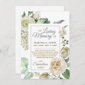 Sympathy Loving Memory Creme Floral BEDANKT (Voorkant / Achterkant)