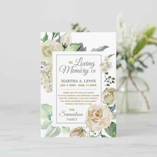 Sympathy Loving Memory Creme Floral BEDANKT (Staand voorkant)