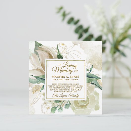 Sympathy Memory Creme Floral BEDANKT (Staand voorkant)