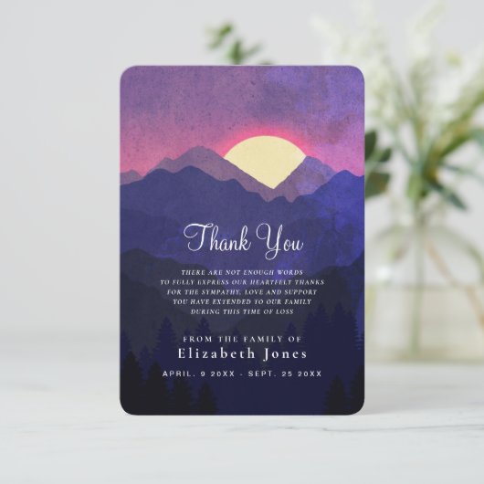Sympathy Memory Sunset Mountain Bedankkaart