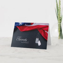 Sympathy Military Dog Tags and American Flag Kaart