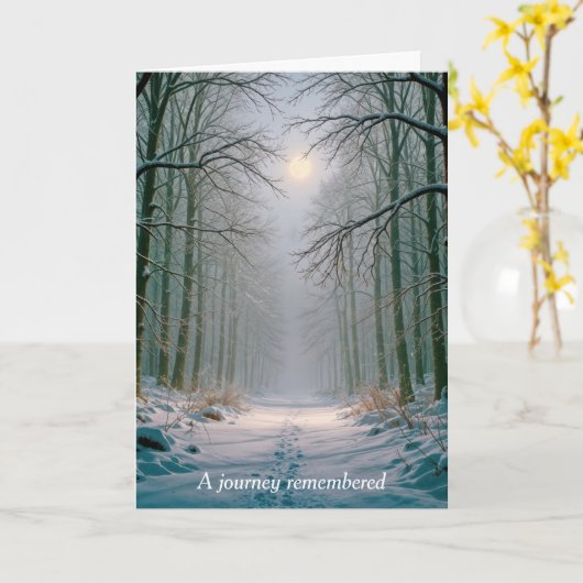 Sympathy Moonlight Footprints In a Snowy Forest Kaart (Gele Bloem)