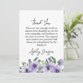 Sympathy Pansy Funeral Thank You Card Bedankkaart