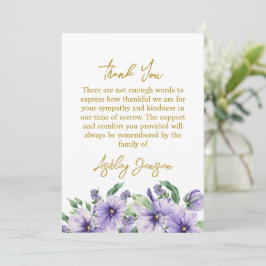 Sympathy Pansy Funeral Thank You Card Bedankkaart