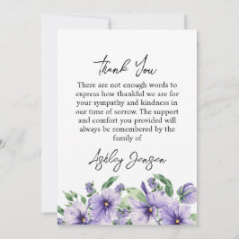 Sympathy Pansy Photo Funeral Thank You Card Bedankkaart