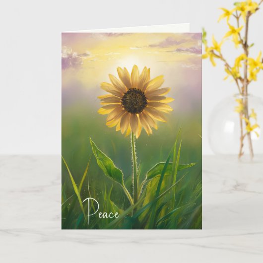 Sympathy Peace Zonnebloem in Groene weide Kaart (Gele Bloem)