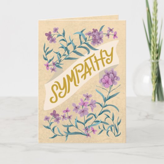 Sympathy Peach Soft Pastel Floral Banner Card Kaart (Voorkant)
