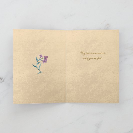 Sympathy Peach Soft Pastel Floral Banner Card Kaart (Binnen)