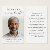 Sympathy Photo Funeral Poem Prayer Card Visitekaartje (Voorkant /achterkant)