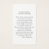 Sympathy Photo Funeral Poem Prayer Card Visitekaartje (Achterkant)