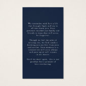 Sympathy Photo In Loving Memory Prayer Card Visitekaartje (Achterkant)