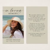 Sympathy Photo In Loving Memory Prayer Card Visitekaartje (Voorkant /achterkant)