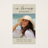 Sympathy Photo In Loving Memory Prayer Card Visitekaartje (Voorkant)