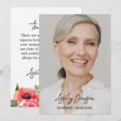 Sympathy Poppy Photo Funeral Thank You Card Bedankkaart (Voorkant / Achterkant)