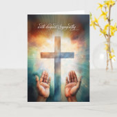 Sympathy Prayer Open Hands to God with Cross Kaart (Gele Bloem)