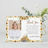 Sympathy Purple Sunflowers Photo Funeral Bedankkaart (Staand voorkant)