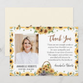 Sympathy Purple Sunflowers Photo Funeral Bedankkaart (Voorkant / Achterkant)