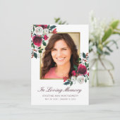 Sympathy Red Rose Bloemen Rood Script Foto Begrafe Bedankkaart (Staand voorkant)