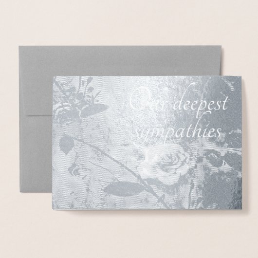 Sympathy Roos Silver Foil Kaart (Voorkant met envelop)