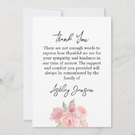 Sympathy Rose Funeral Thank You Card Bedankkaart