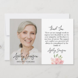 Sympathy Rose Photo Funeral Thank You Card Bedankkaart