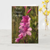 Sympathy Roze Bloemen Wit Script Bericht Foto Kaart (Gele Bloem)