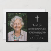 Sympathy Silver Cross Foto Begrafenis Bedankkaart (Voorkant)